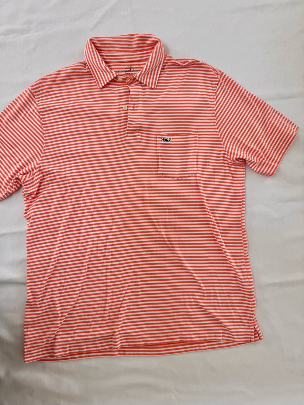 Vineyard Vines Orange & White Polo Men's Medium - Picture 2 of 5